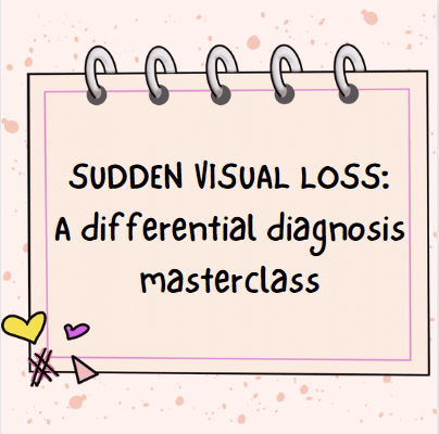 Online Workshop: DIFFERENTIAL DIAGNOSIS (Sudden Visual Loss) [Sun 4 Jun] [6.45-7.45pm]